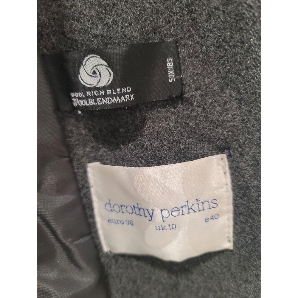 Vintage Dorothy Perkin made in UK WOOL rich blend size 10 fur collar grey - Picture 4 of 6